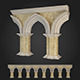 Arcade set of marble arches 3D model_1