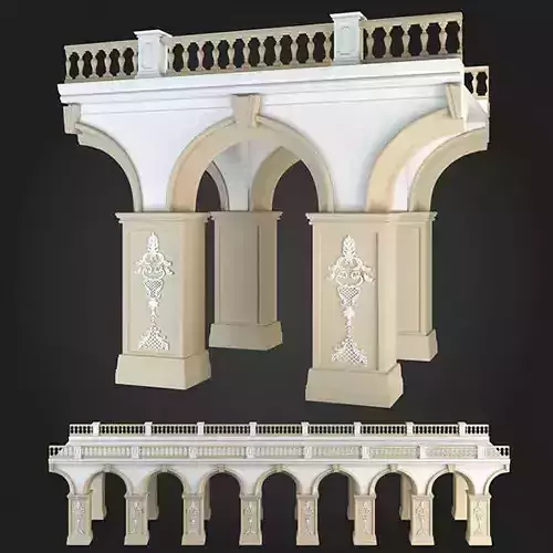 Arcade bridge with arches and columns 3D model