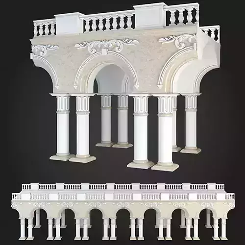 Arcade building with columns and arches