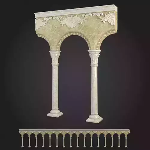Arcade set of marble columns and arches 3D model
