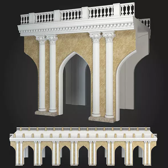 Arcade bridge with columns and arches 3D model