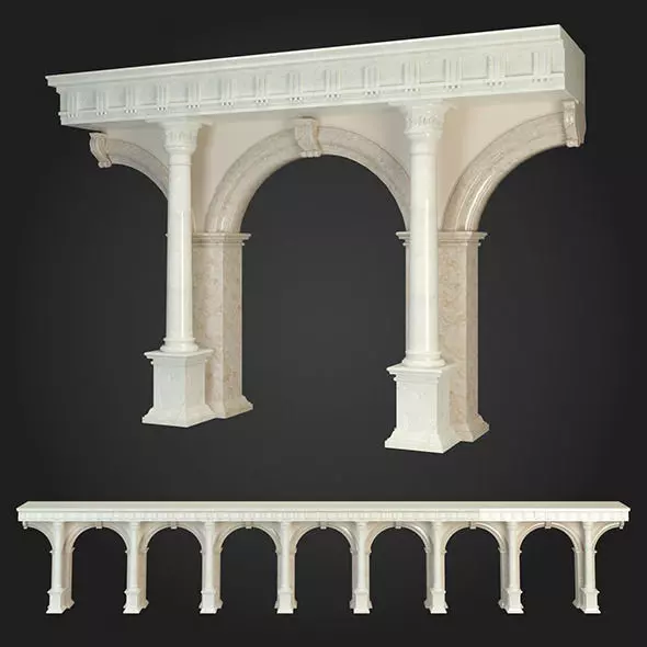 Arcade marble arches and columns 3D model_0