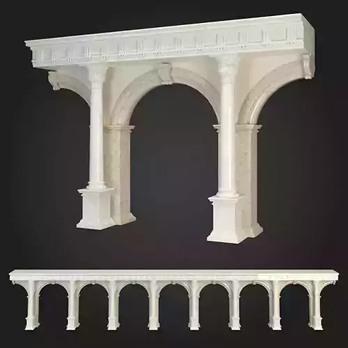 Arcade marble arches and columns 3D model