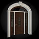 Door wooden with arched window 3D model_1