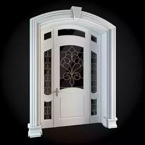 Door with decorative glass