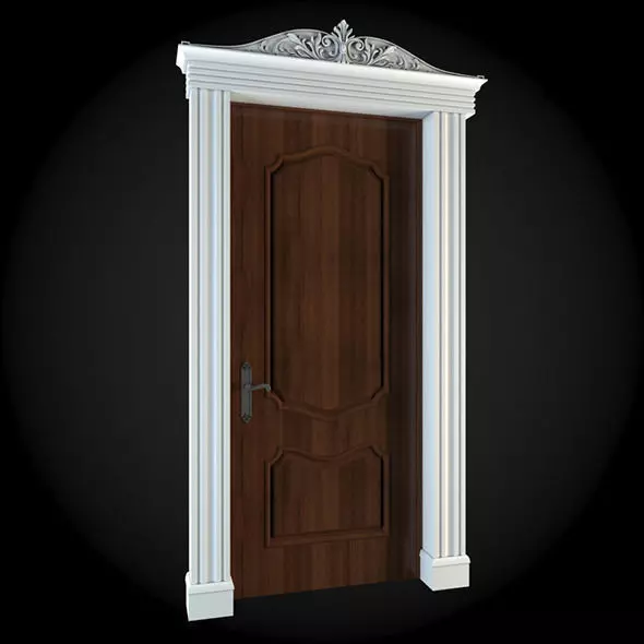Door wooden 3D model_0