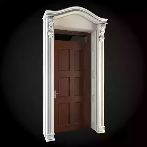 Door with wooden frame
