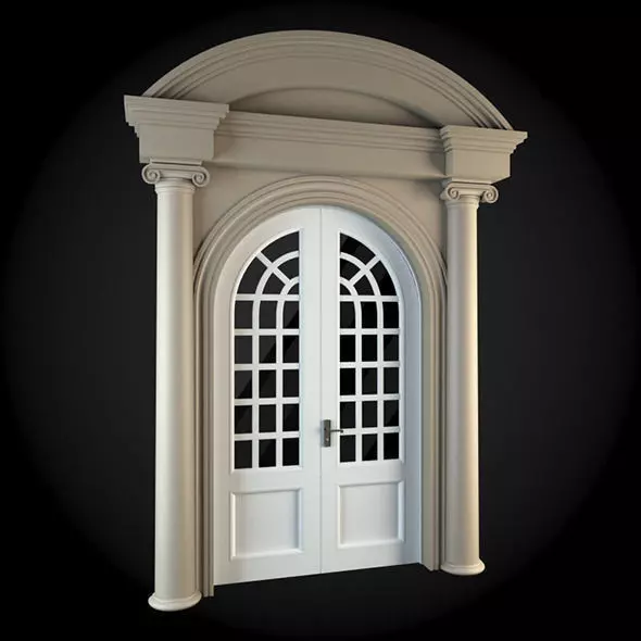 Door with arches and windows 3D model_0
