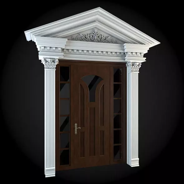 Door with columns and arches 3D model_0