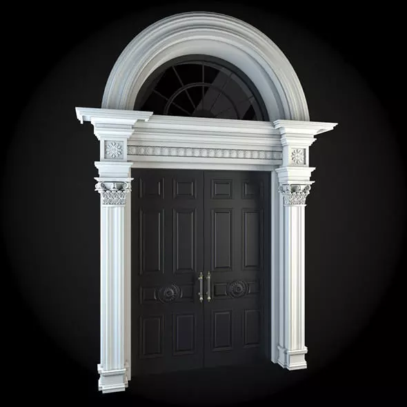 Door with arches and columns 3D model_0