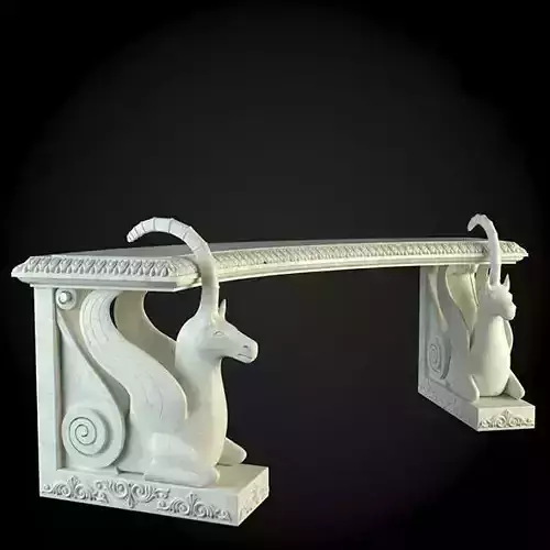 Bench marble with two statues