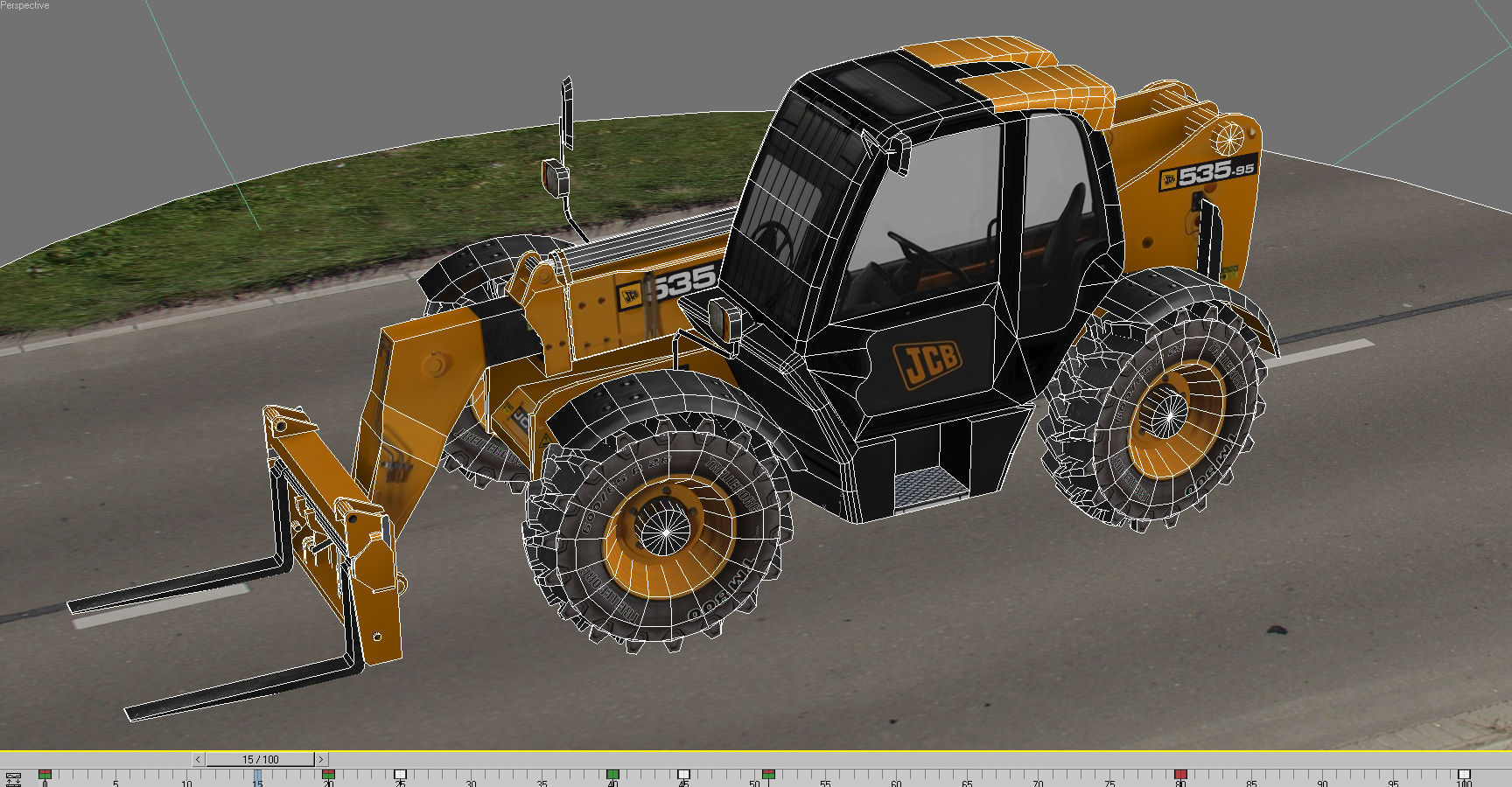 Telescopic Handler Forklift JCB 535 95 Low-poly 3D model_11