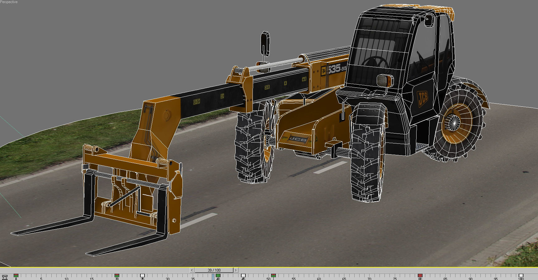 Telescopic Handler Forklift JCB 535 95 Low-poly 3D model_12