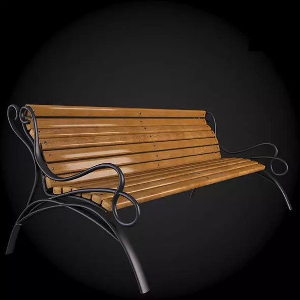 Bench park 3D model_0