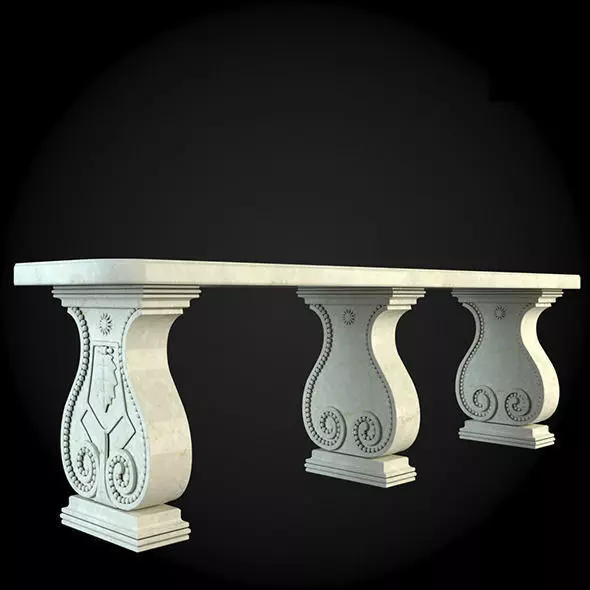 Bench marble table with columns 3D model_0