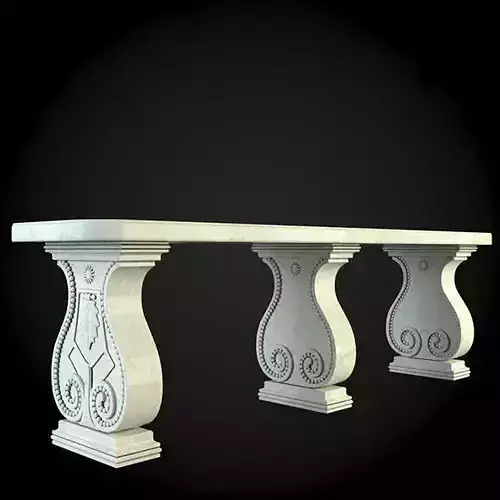 Bench marble table with columns 3D model