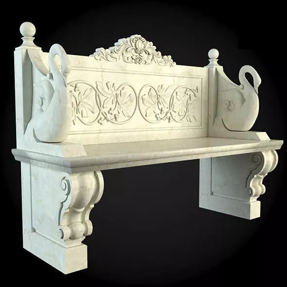 Bench swan 3D model_0
