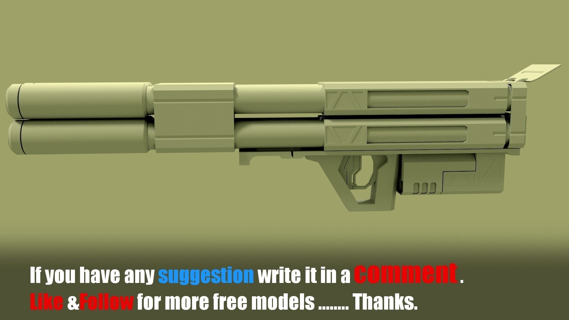 sci fi rocket launcher 3D model_0