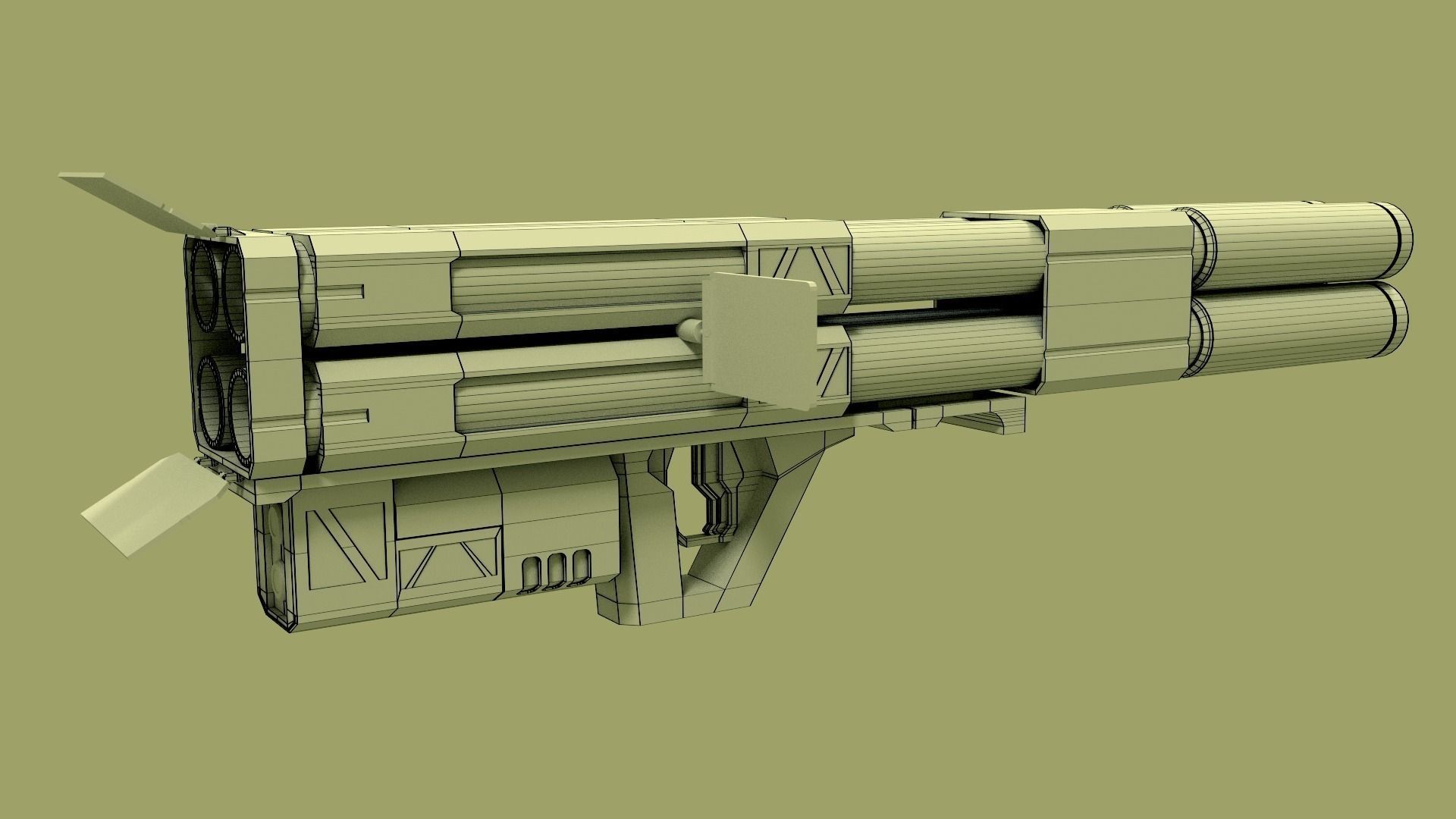 sci fi rocket launcher 3D model_6