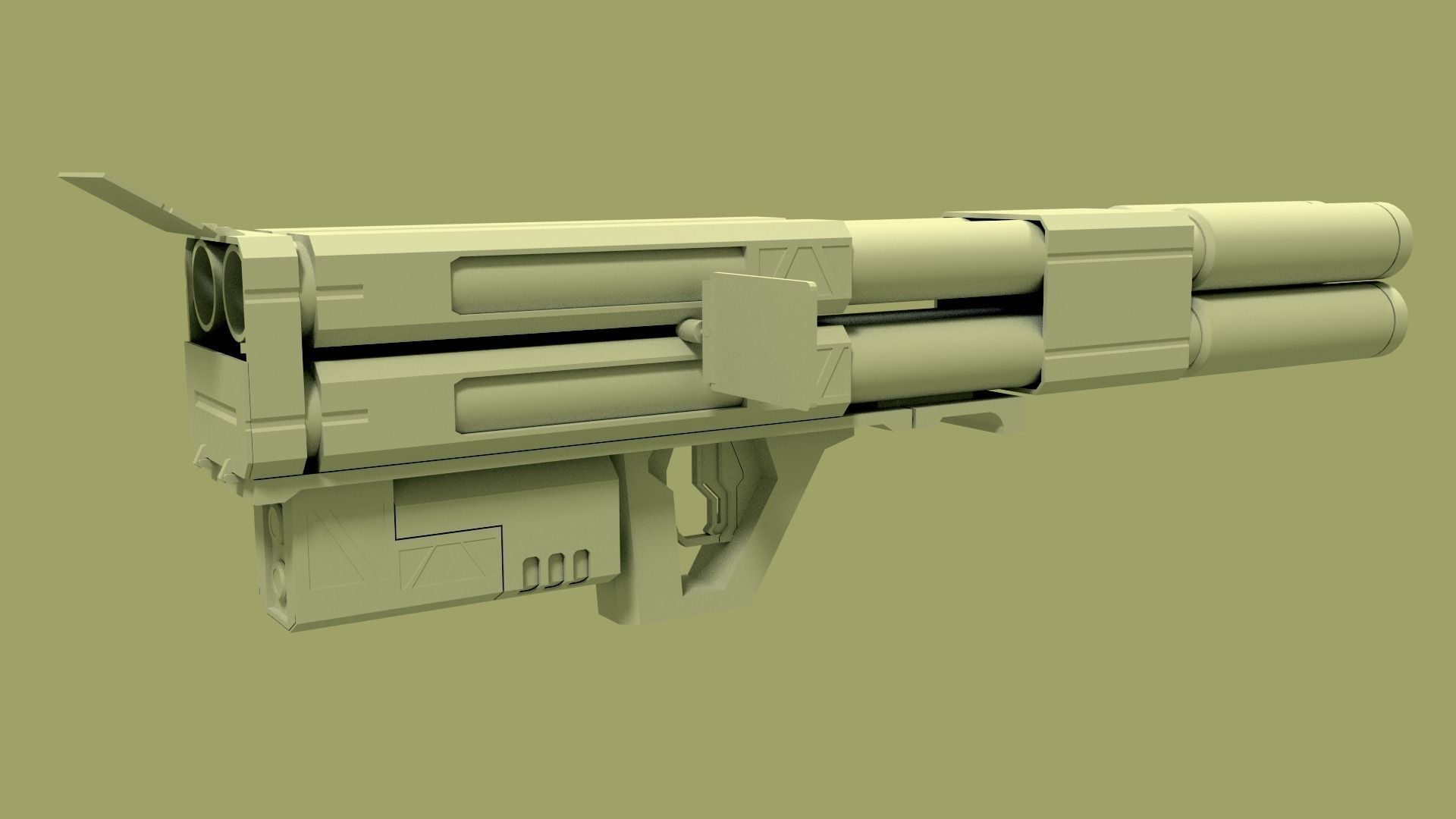 sci fi rocket launcher 3D model_3