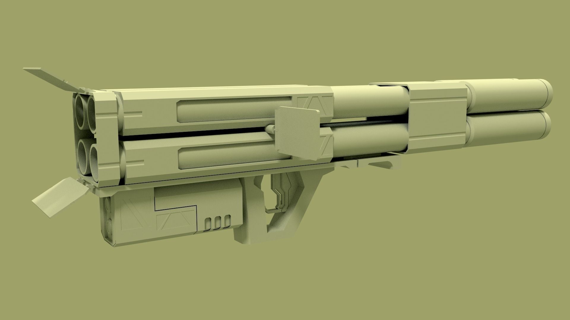 sci fi rocket launcher 3D model_5