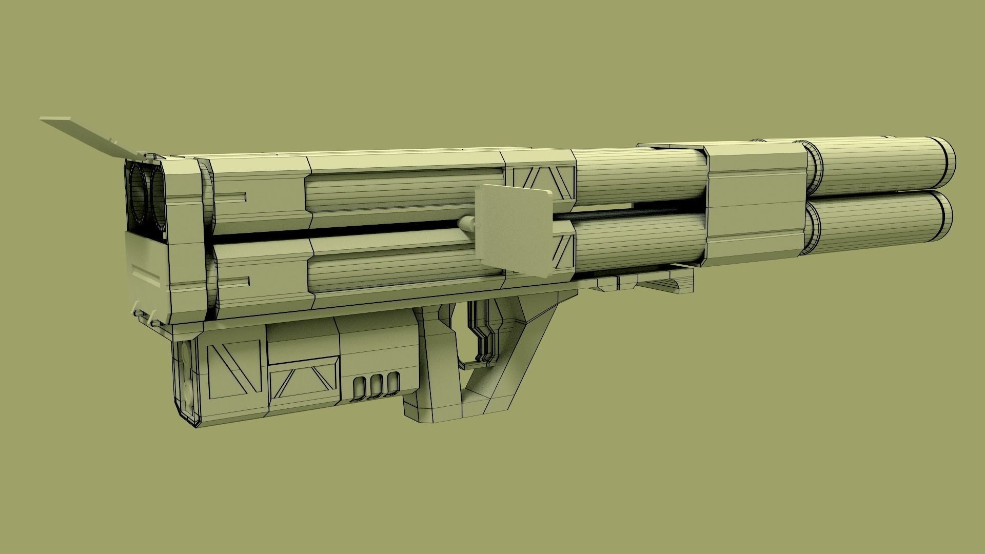 sci fi rocket launcher 3D model_4