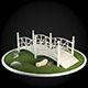 Bridge wooden on grassy area 3D model_1