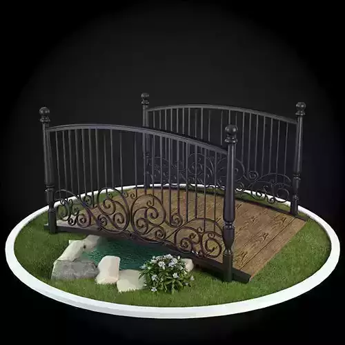 Bridge in middle of grassy field