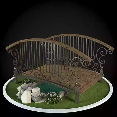 Bridge wooden in middle of grassy area