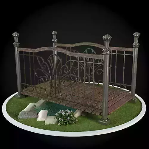 Bridge dog bed with grass in middle 3D model