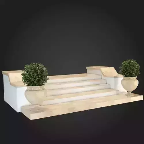 Staircase set of steps with potted plants