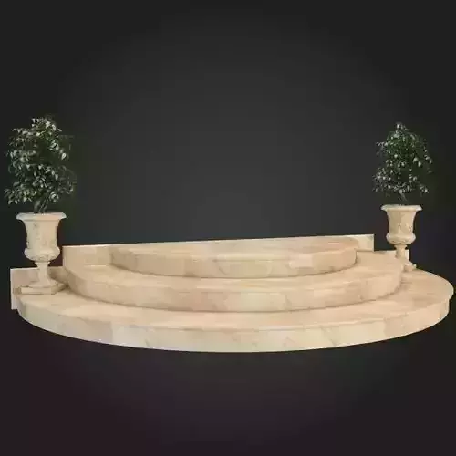 Staircase marble stage with two potted plants