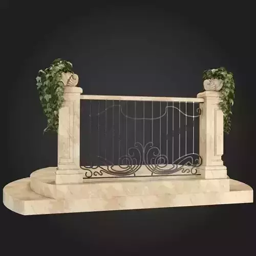 Staircase stone gate with flowers