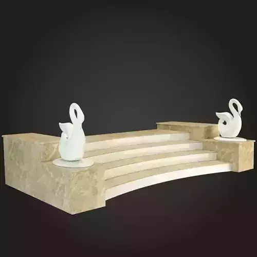 Staircase marble with two swan statues