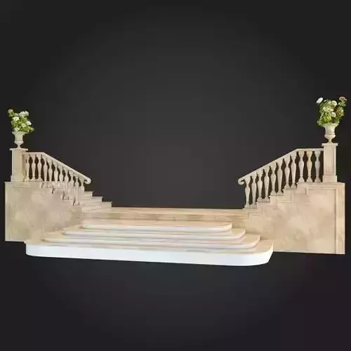 Staircase marble with flowers