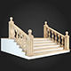 Staircase wooden with railings 3D model_1