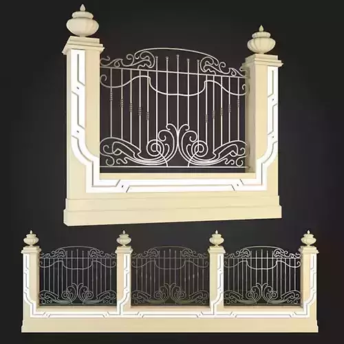 Fence ornamental gate with wrought iron design