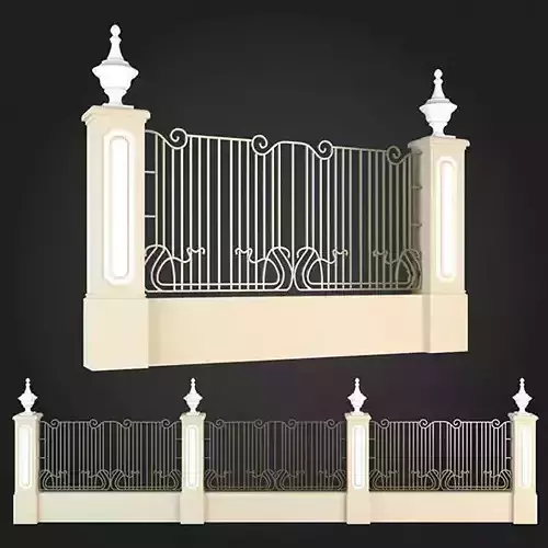 Fence four wrought iron gates