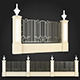 Fence four wrought iron gates 3D model_1