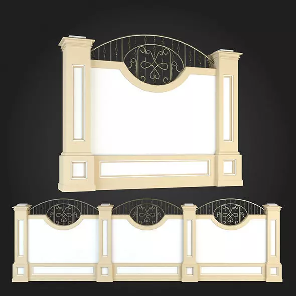 Fence three-dimensional wall 3D model_0