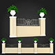 Fence wrought iron with potted plants 3D model_1