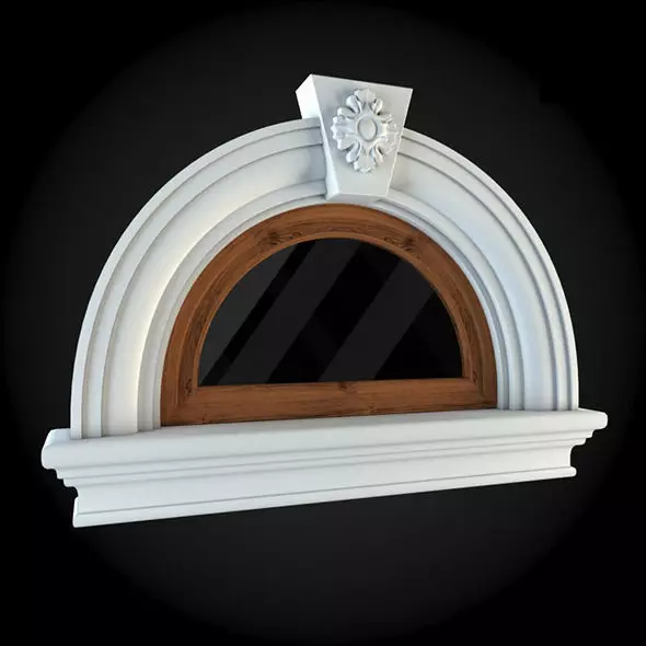 Window arched with wooden frame 3D model_0