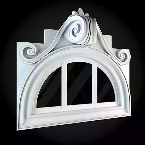 Window with arches and scrolls