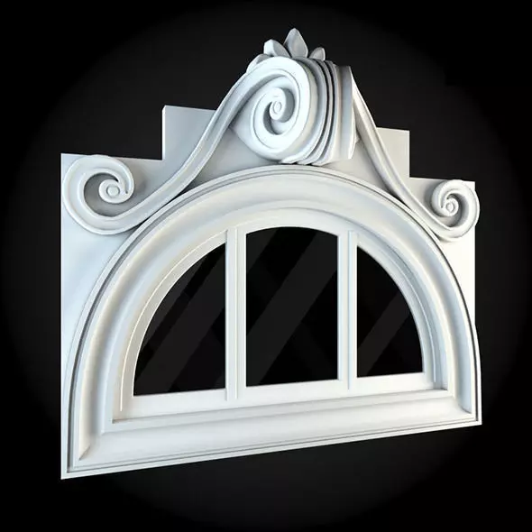 Window with arches and scrolls 3D model_0