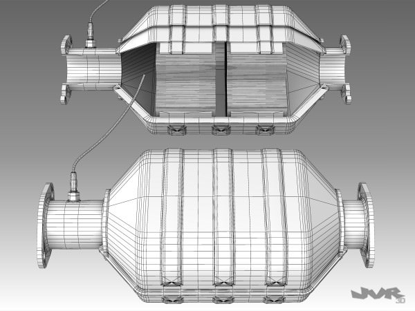 Car Exhaust Catalytic Converter 3D model_7