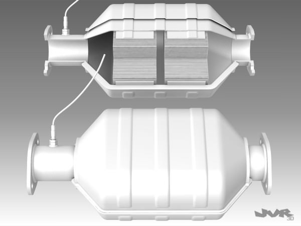 Car Exhaust Catalytic Converter 3D model_8