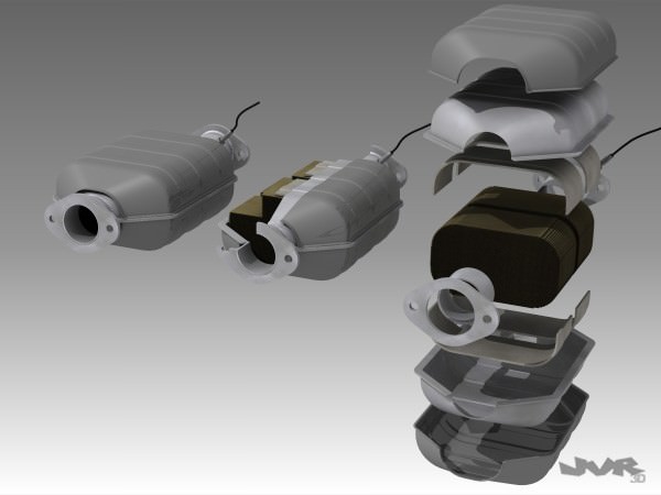 Car Exhaust Catalytic Converter 3D model_2