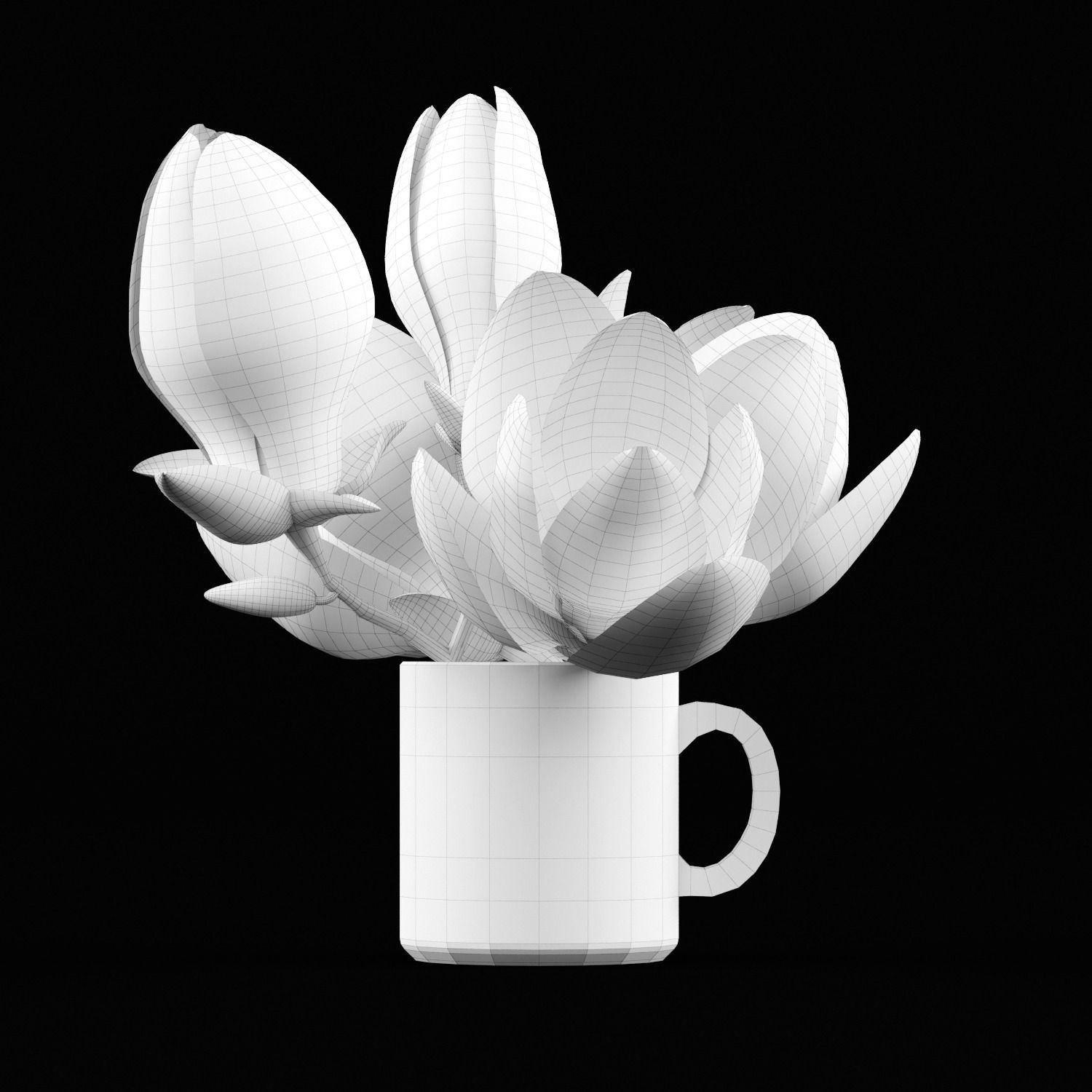 Magnolia in cup 3D model_5