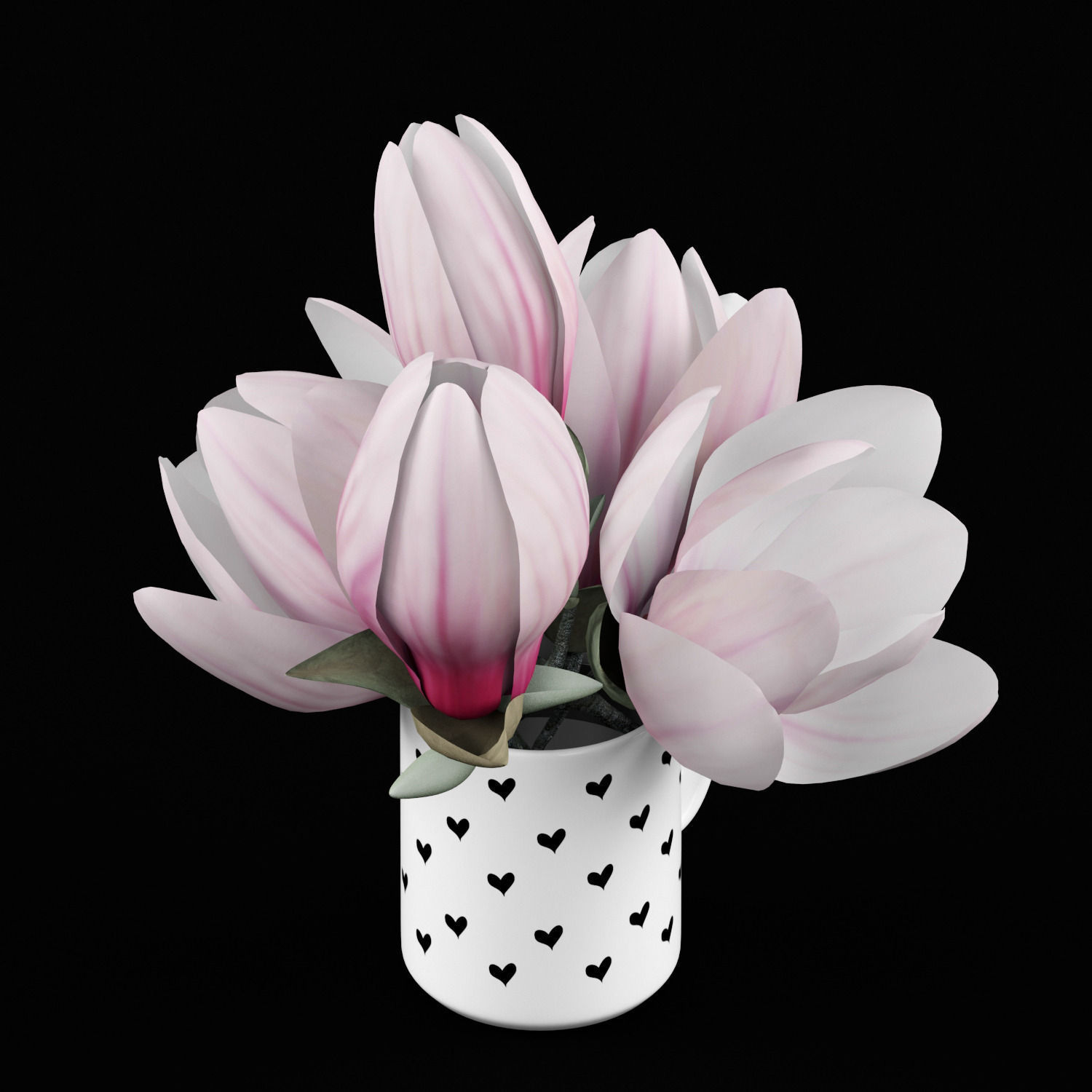 Magnolia in cup 3D model_4