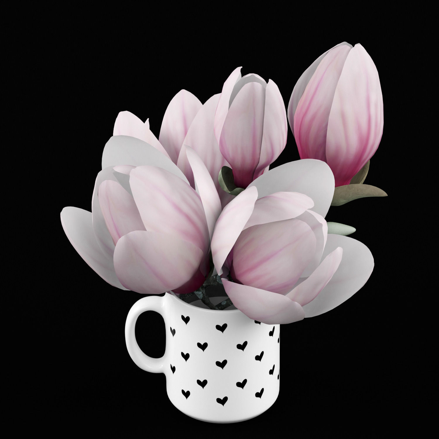 Magnolia in cup 3D model_3